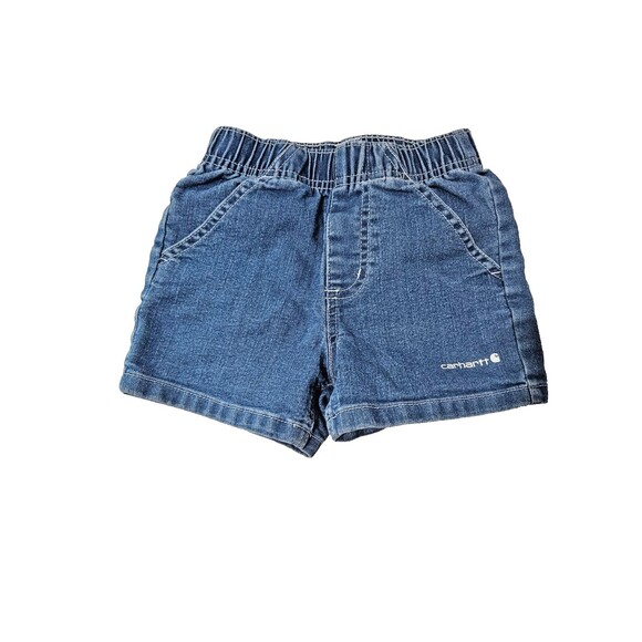 Carhartt Shorts Kids 3T Blue Denim Elastic Waist Casual Workwear Style Casual - Picture 1 of 5